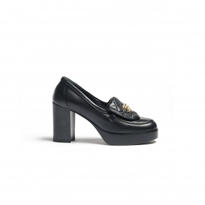 CHANEL MOCCASINS LAMBSKIN BLACK 9CM G46692